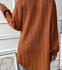 Chestnut Textured Knit Side Pockets Open Front Cardigan Dear-Lover Dropshipping