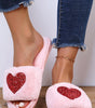 Pink Sequin Heart Shaped Slip On Plush Slippers Dear-Lover Dropshipping