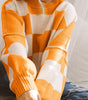 Orange Checkered Bishop Sleeve Sweater Dear-Lover Dropshipping