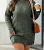 Mist Green Cable Knit Drop Shoulder Loose Fit Sweater Dress Dear-Lover Dropshipping