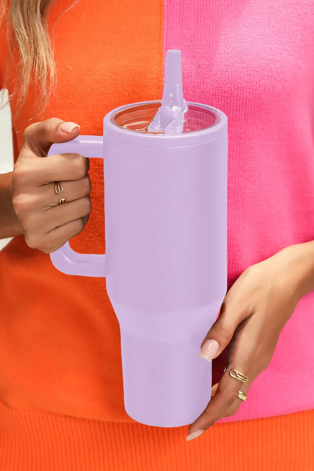 Orchid Petal Frosted Stainless Handle Large Vacuum Cup with Straw 40oz Dear-Lover Dropshipping