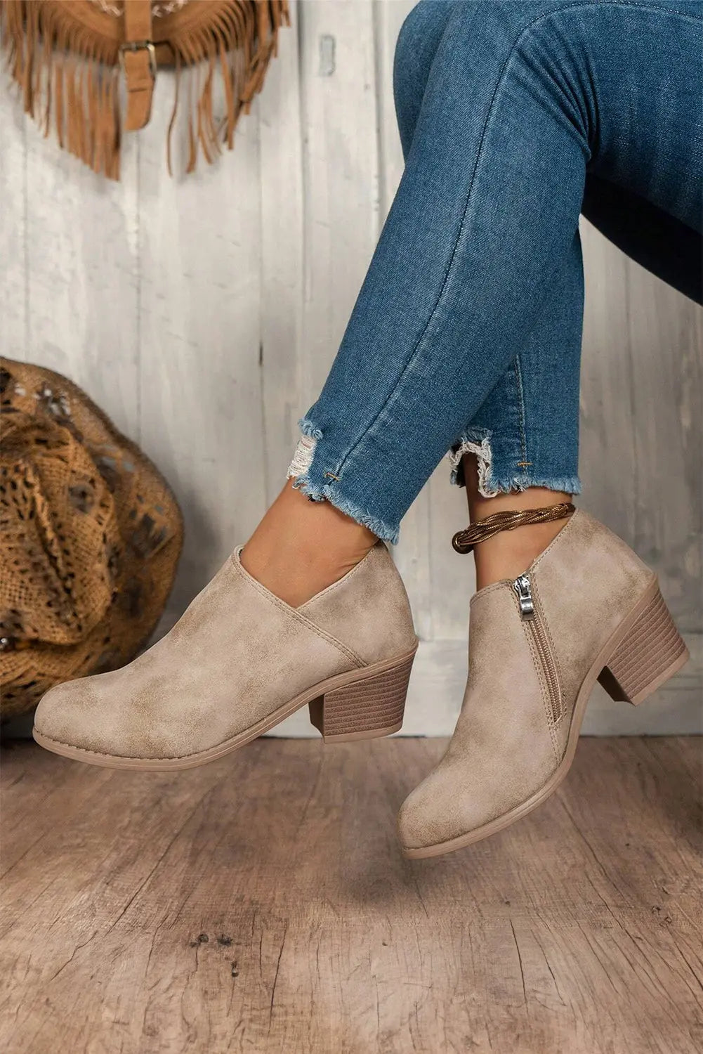 Philippine Gray Tulip Opening Suede Ankle Boots Dear-Lover Dropshipping