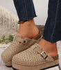 Parchment Rivet Buckle Closed Toe Platform Slippers Markonline