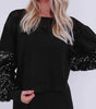 Black Sequin Patchwork Lantern Sleeve Blouse Dear-Lover Dropshipping