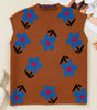 Chestnut Floral High Neck Sweater Vest Dear-Lover Dropshipping