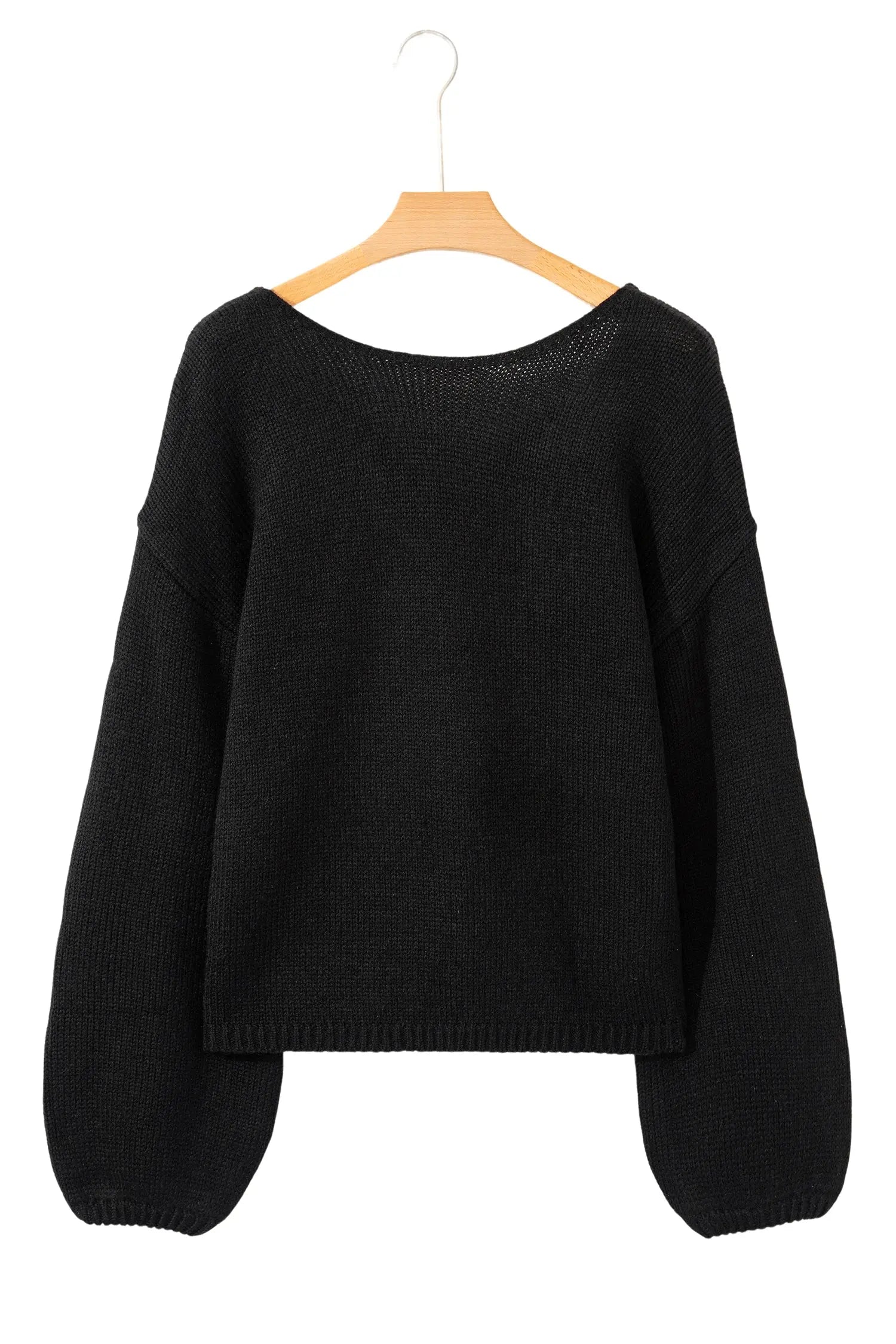 Black Bow Backless Bubble Sleeve Sweater Dear-Lover Dropshipping