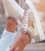 Dearlove Gold Glitter Star Patchwork PU Leather Lace-up Sneakers Markonline