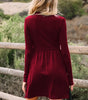 Red Dahlia Frilled Neck Ribbed Knit Patchwork Long Sleeve Mini Dress Markonline
