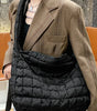 Black Quilted Zipper Large Shoulder Bag Dear-Lover Dropshipping