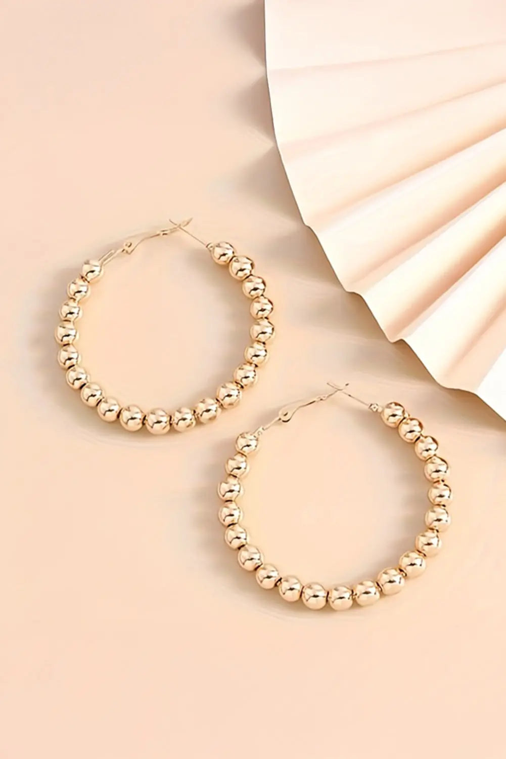Gold Plated Beads Alloy Hoop Earrings