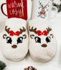 White Christmas Cartoon Pattern Plush Slippers Dear-Lover Dropshipping