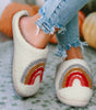 Bright White Rainbow Plush Winter Home Slippers Dear-Lover Dropshipping