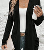Black Ribbed Open Front Knitted Top with Pockets Dear-Lover Dropshipping