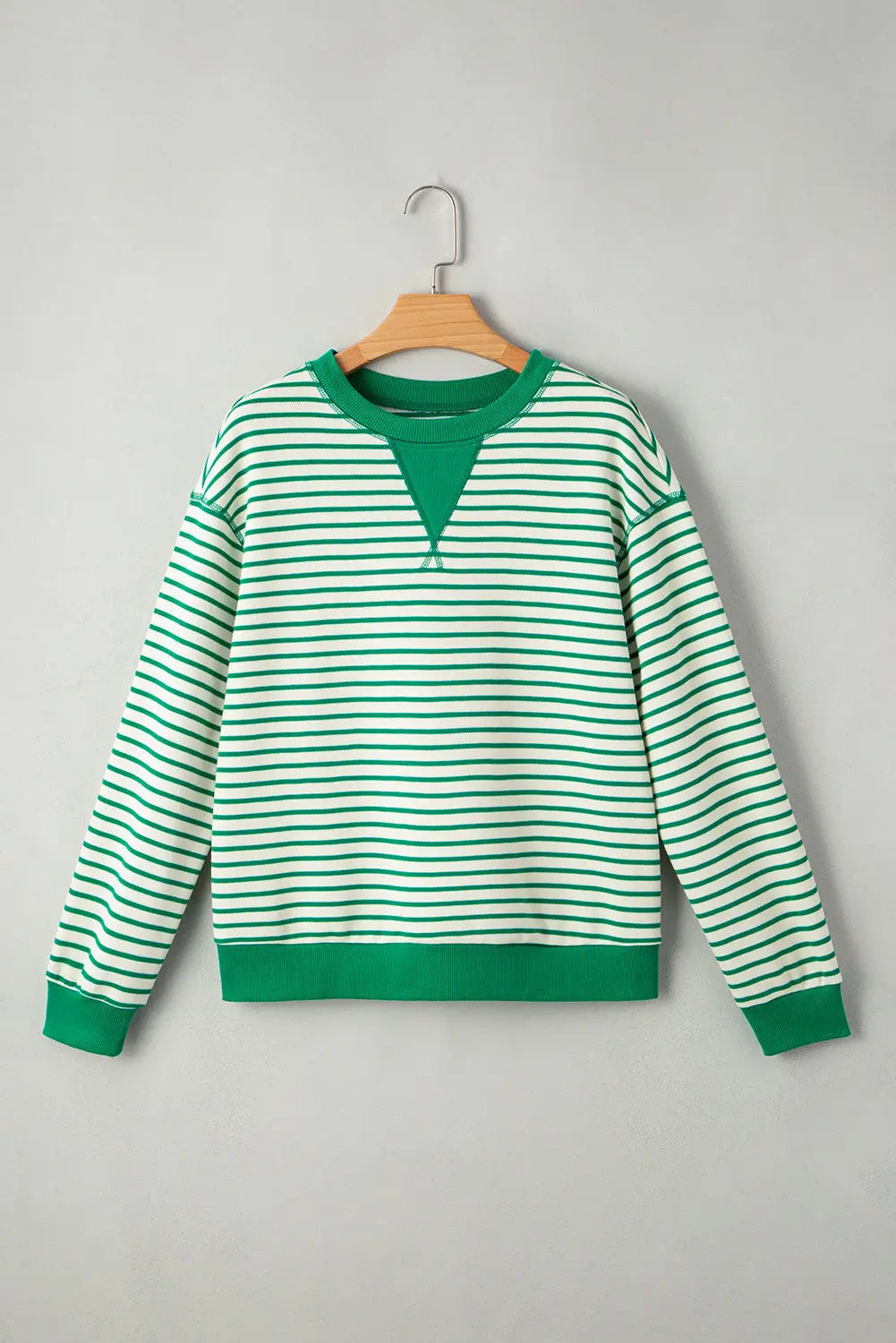 Bright Green Striped Exposed Seam Patchwork Loose Pullover Top Markonline