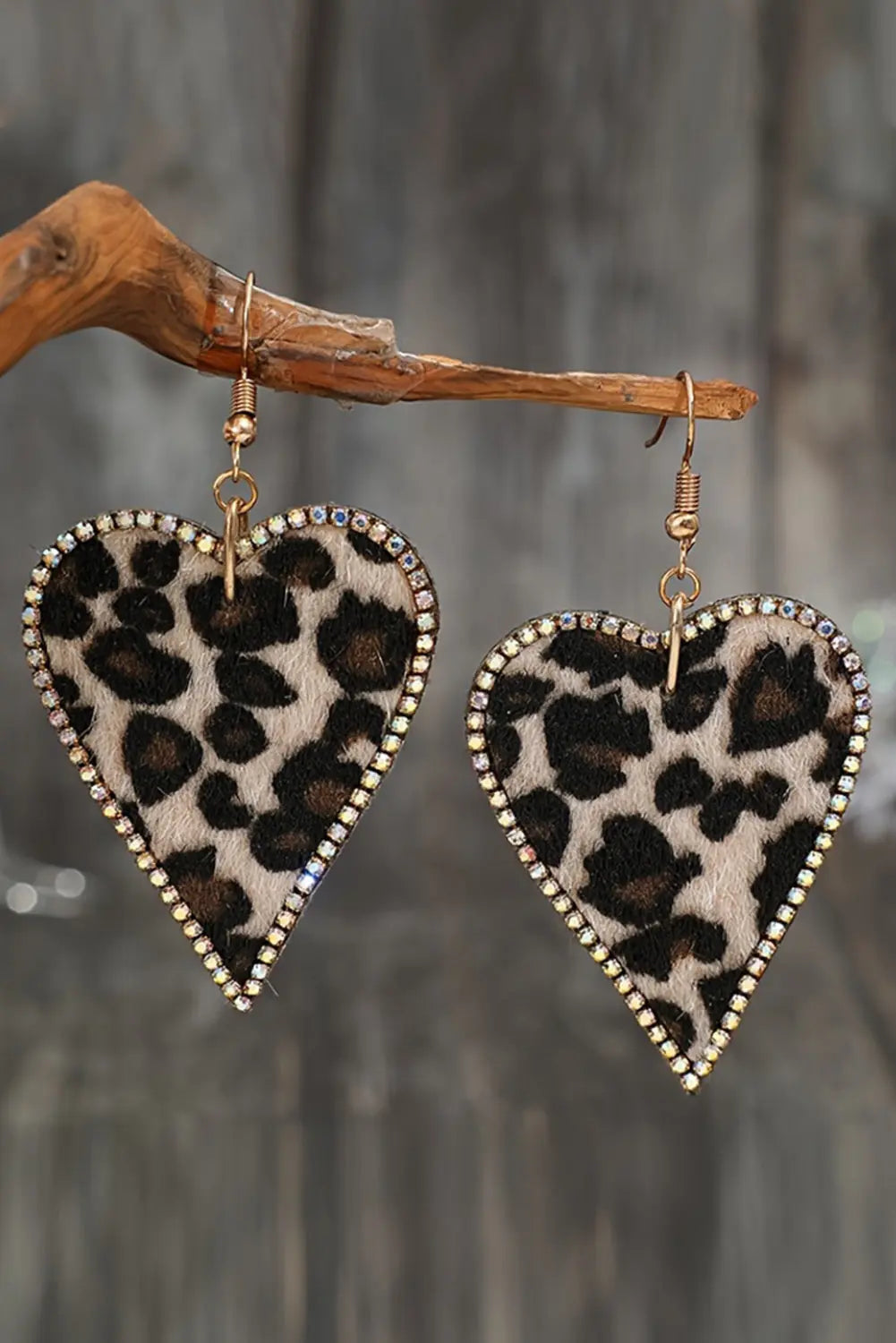 Multicolour Rhinestone Edge Leopard Print Heart Shape Earrings Dear-Lover Dropshipping