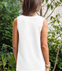 White Scoop Neck Waffle Knit Flowy Vest Dear-Lover Dropshipping