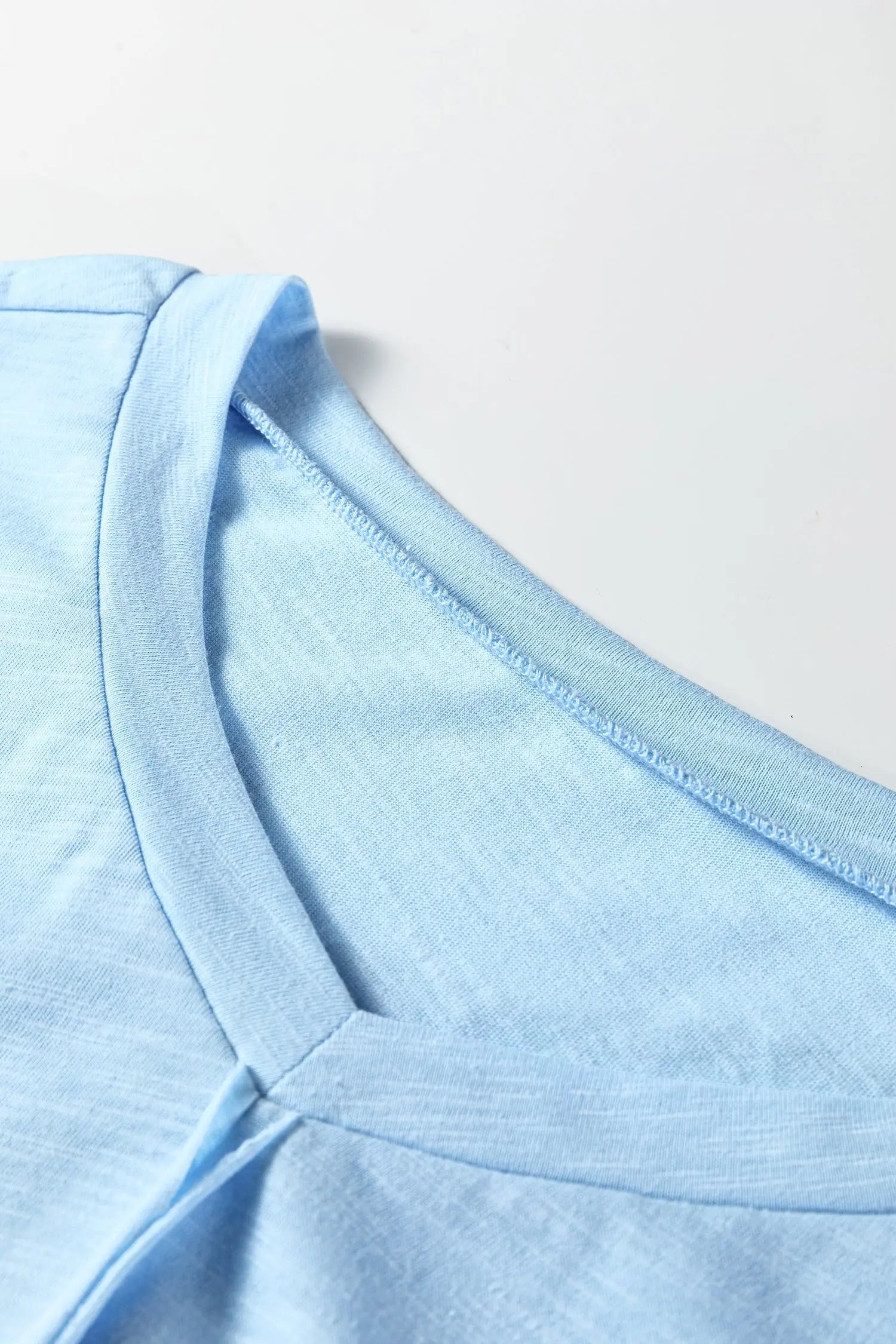 Light Blue Flower Patched Exposed Seam Bracelet Sleeve Oversized T Shirt Dear-Lover Dropshipping