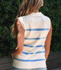 Sky Blue Stripe Split V Neck Collared Ribbed Sweater Vest Dear-Lover Dropshipping