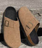 Light French Beige Suede Buckle Detail Slippers Markonline