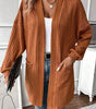 Chestnut Textured Knit Side Pockets Open Front Cardigan Dear-Lover Dropshipping