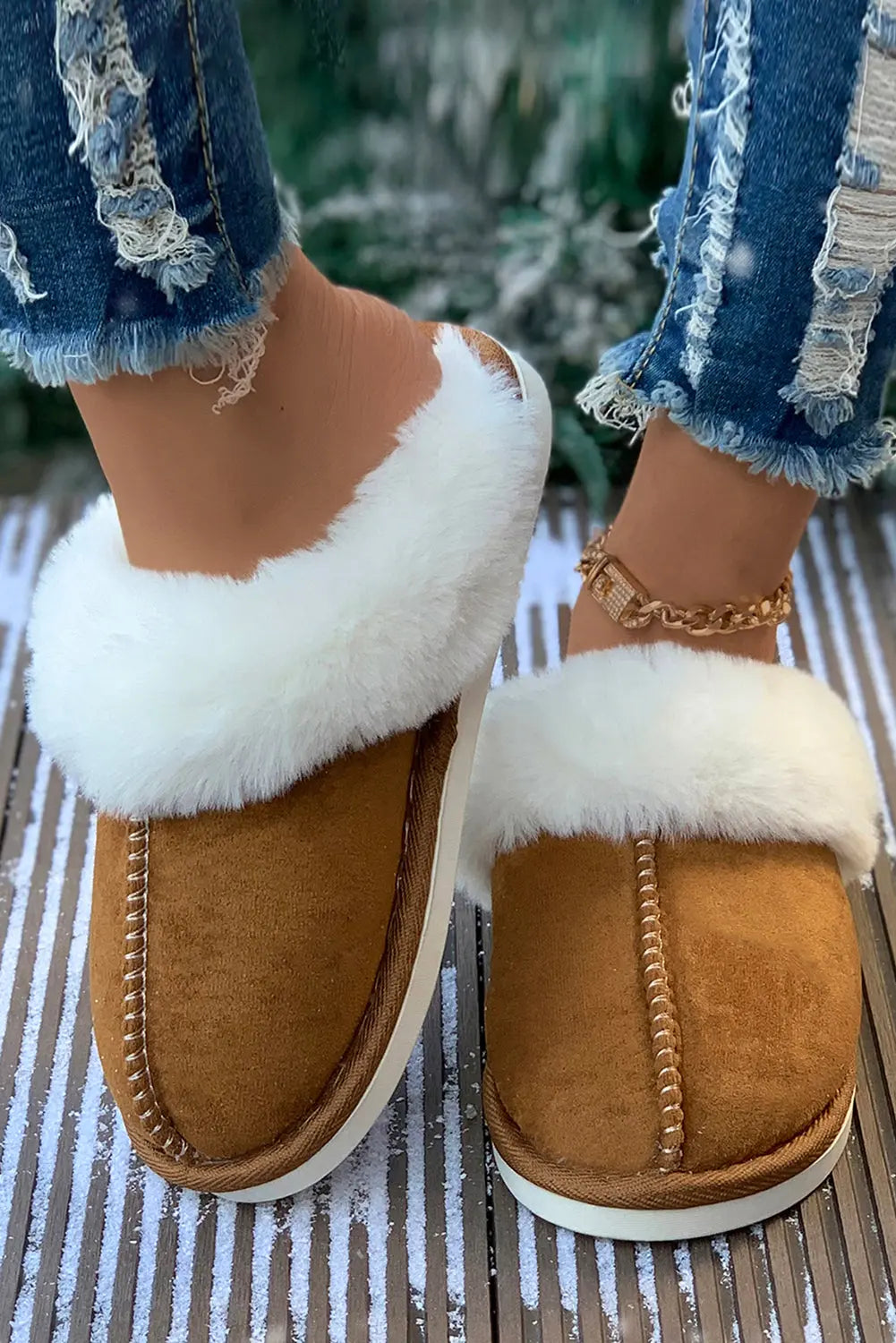 Camel Plush Suede Winter Home Slippers Dear-Lover Dropshipping