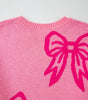 Pink Bow Pattern Drop Shoulder Loose Sweater Dear-Lover Dropshipping
