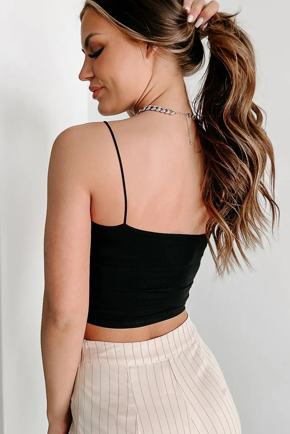 Black Spaghetti Strap Skinny Fit Cropped Tank Top Dear-Lover Dropshipping