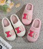 Pink XO XO Glitter Trim Letter Patched Plush House Slippers Markonline
