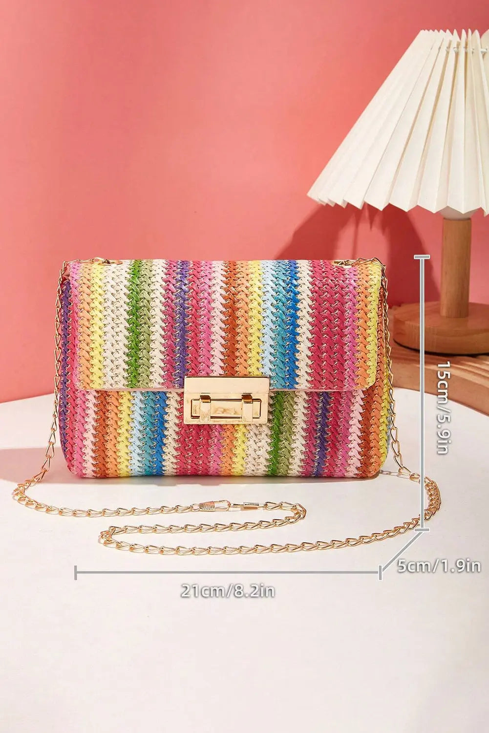 Multicolour Bohemian Woven Gold Chain Shoulder Bag Markonline