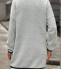 Light Grey Striped Trim V Neck Long Sleeve Preppy T Shirt Dress Markonline