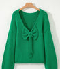 Bright Green Bow Backless Bubble Sleeve Sweater Dear-Lover Dropshipping