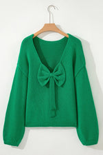 Bright Green Bow Backless Bubble Sleeve Sweater Dear-Lover Dropshipping