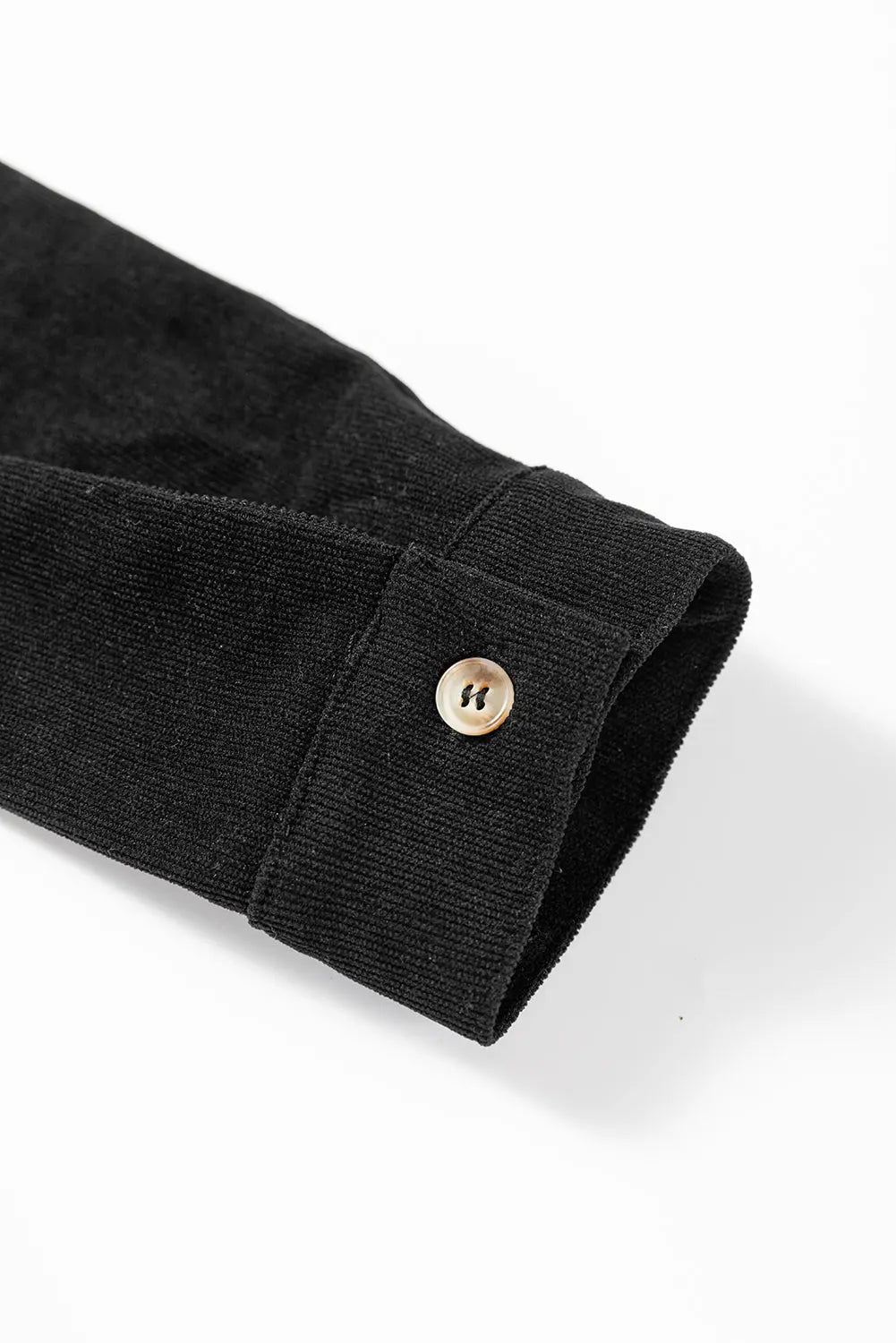 Black Corduroy Half Button Collared Long Sleeve Mini Dress Markonline