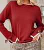 Racing Red Leopard Bow Decor Split Cuff Contrast Trim Sweater Dear-Lover Dropshipping