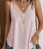Apricot Pink Lace Crochet Splicing V Neck Loose Fit Tank Top Dear-Lover Dropshipping
