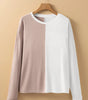 Khaki Colorblock Long Sleeve Crew Neck Top Dear-Lover Dropshipping