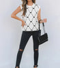 White Bow Pattern Buttoned Side Cropped Sweater Vest Dear-Lover Dropshipping