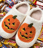 White Halloween Pumpkin Print Plush Slippers (Runs Small, Size Up) Dear-Lover Dropshipping