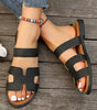 Black Cut Out H Shape Band PU Leather Slippers Dear-Lover Dropshipping