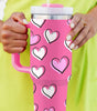Rose Red Valentines Heart Printed Thermos Cup with Handle 40oz Dear-Lover Dropshipping