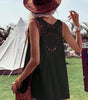 Black Bohemian Crochet Patchwork Sleeveless Tunic Markonline
