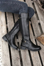 Black Side Zipper Knee High Chunky Low Heel Boots Dear-Lover Dropshipping