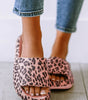 Pink Leopard Print Thick Sole Slip On Slippers Markonline