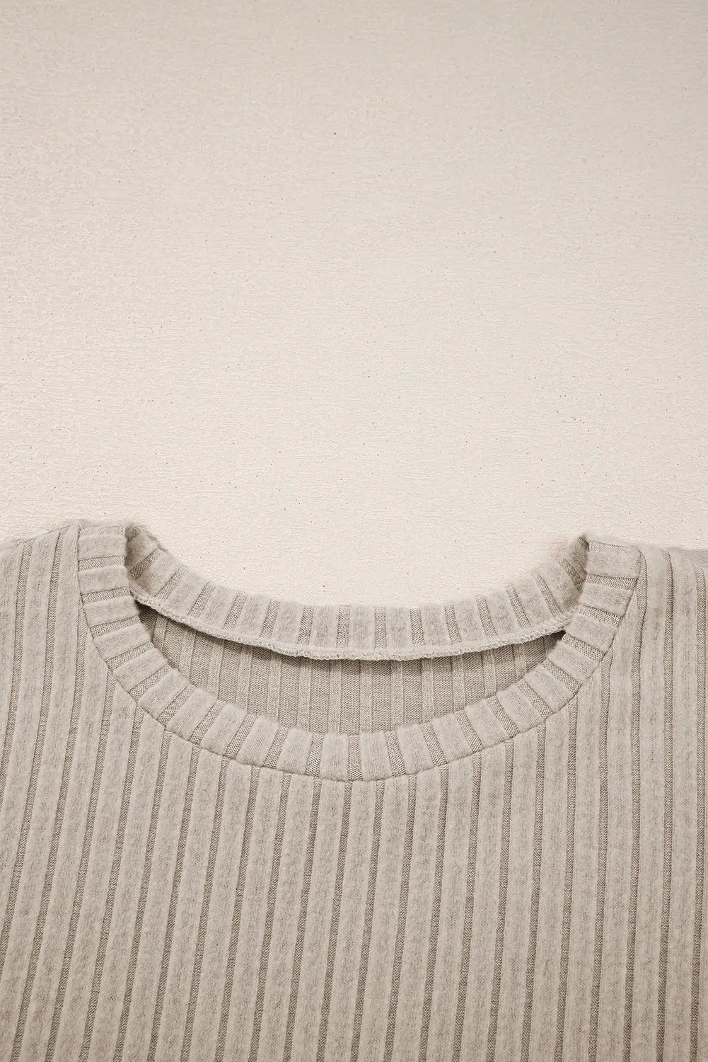 Jet Stream Ribbed Texture Round Neck Long Sleeve Rounded Hem Knit Top Markonline