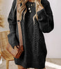 Black Cable Knit Drop Shoulder Loose Fit Sweater Dress Dear-Lover Dropshipping