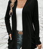 Black Ribbed Open Front Knitted Top with Pockets Dear-Lover Dropshipping