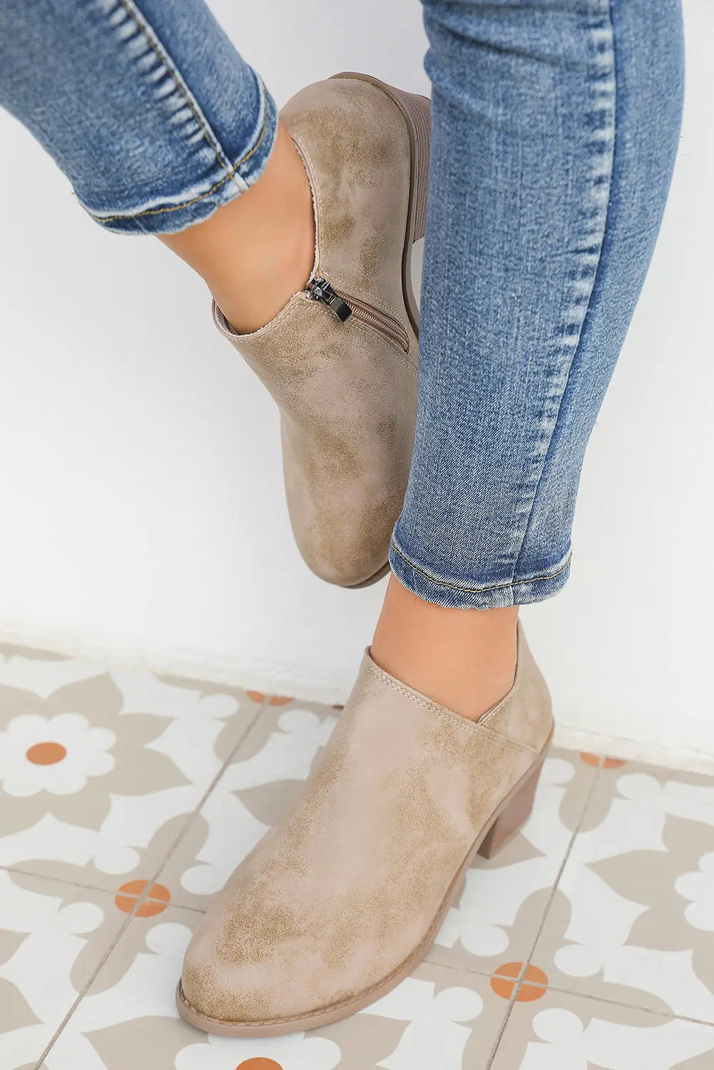 Philippine Gray Tulip Opening Suede Ankle Boots Dear-Lover Dropshipping