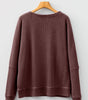 Dark Brown Waffle Knit Patchwork Long Sleeve Loose Top Dear-Lover Dropshipping