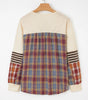 Beige Waffle Stripe Plaid Patchwork Henley Knit Top Markonline