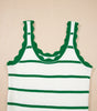 Bright Green Striped Scalloped Edge U Neck Sleeveless Sweater Vest Dear-Lover Dropshipping